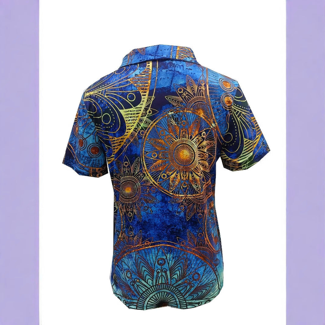 Damen Polo-Shirt mit höchstem Tragekomfort und grafischem Mandala-Design EB