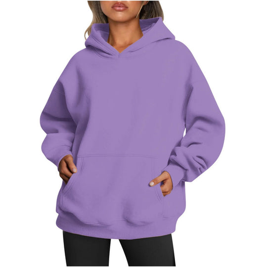 Damen Übergrößen Kapuzenpullover mit praktischen Taschen undlässigem Schnitt EB