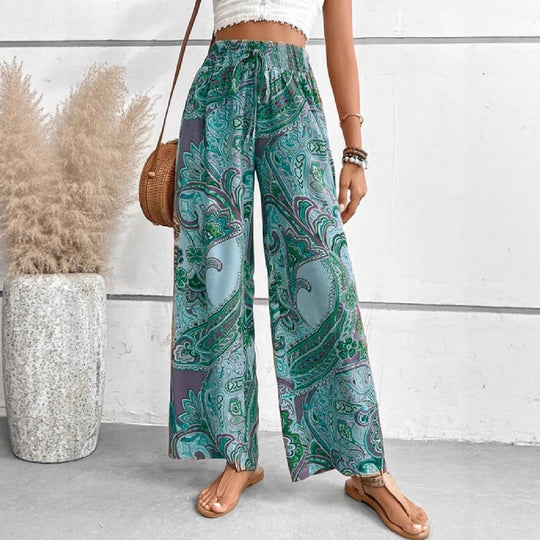 Damen Weite Hosen mit paisley Muster EB