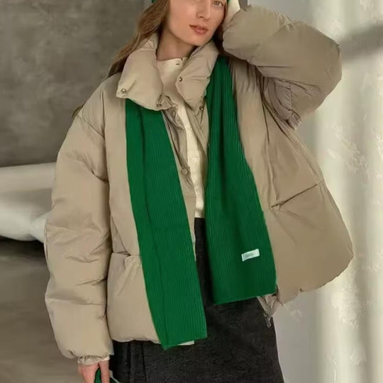 Damen Gepolsterte Bomberjacke mit hohem Kragen und praktischen Taschen EB