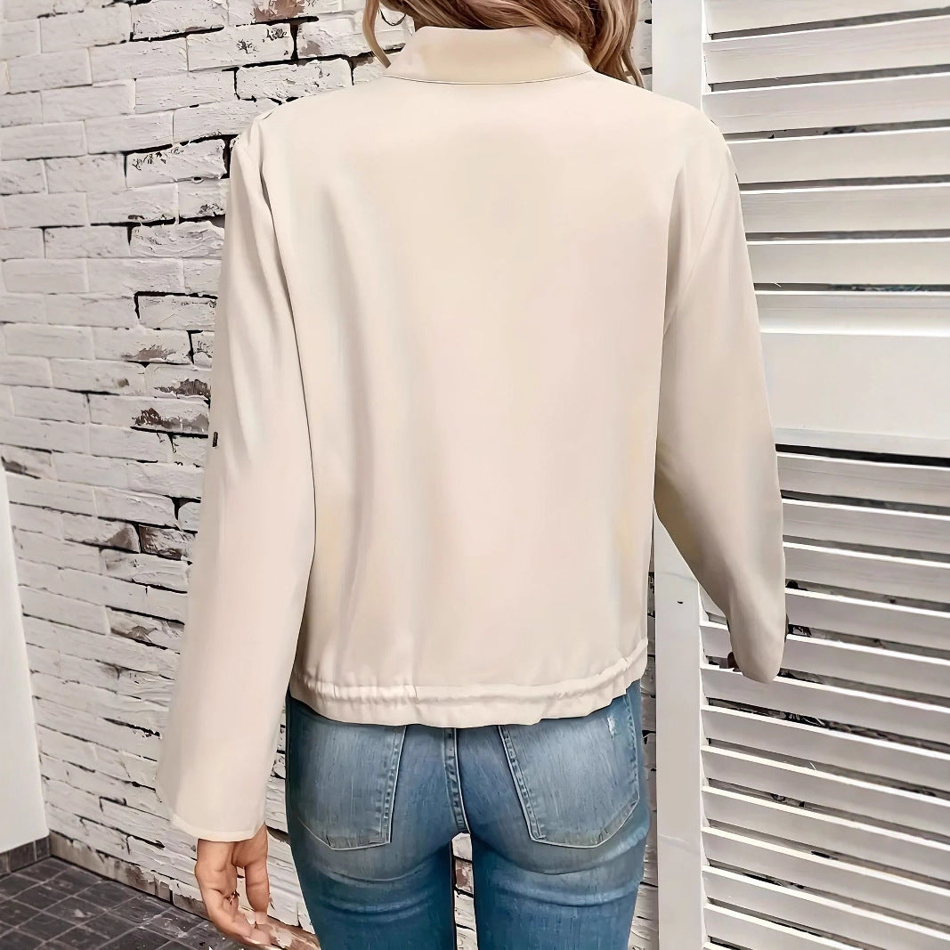 Damen lässige Utility-Jacke mit hochwertigen Details und verstellbarem Saum EB