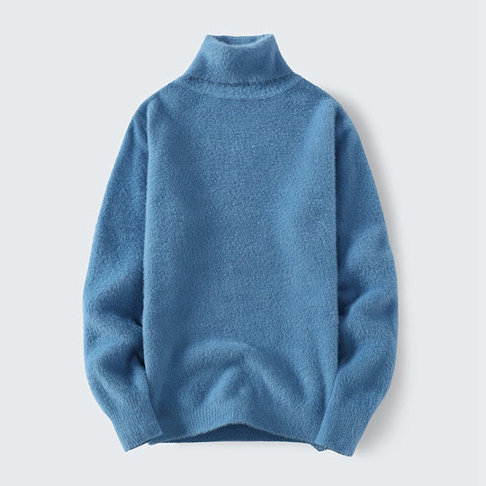 Herren warmer Rollkragenpullover aus weichem Strickstoff EB