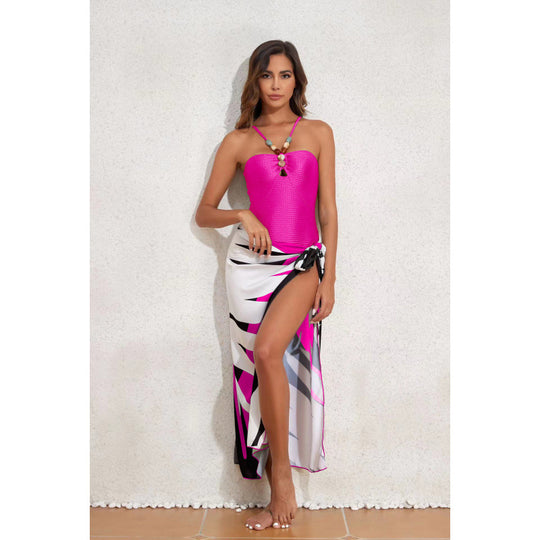 Damen Bandeau-Badeanzug mit asymmetrischem Rock EB