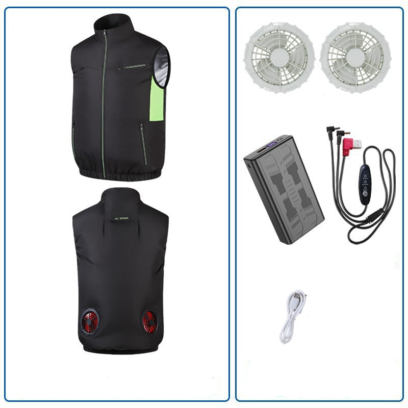 Unisex nan leichte Kühlweste mit integrierten Lüftern, Powerbankfach und atmungsaktivem Mesh EB