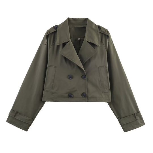 Damen modische cropped Trenchjacke EB