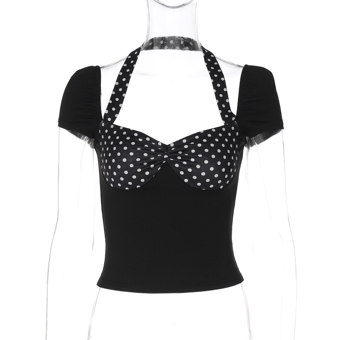 Damen Polka-Dots Top mit Raffungen EB