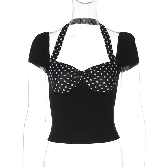 Damen Polka-Dots Top mit Raffungen EB