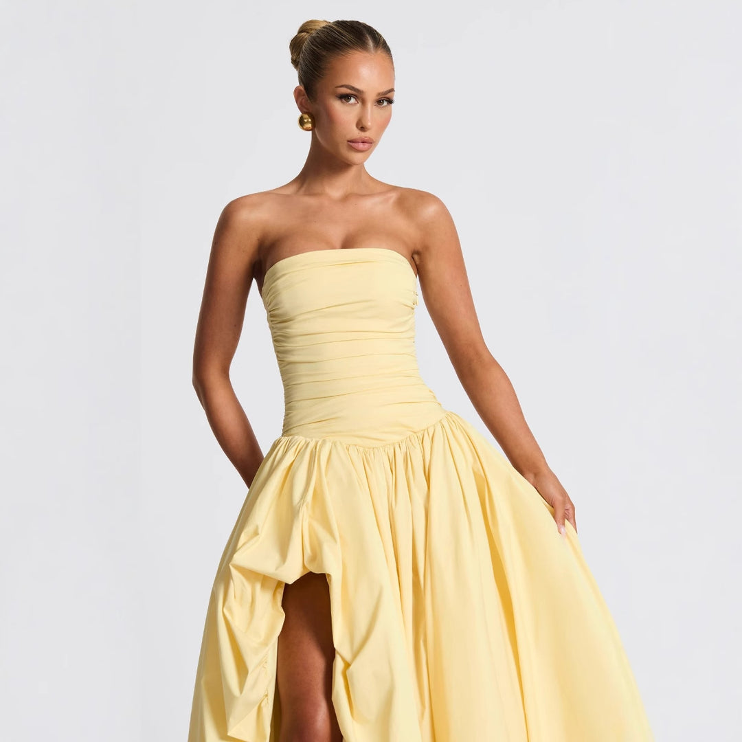 Damen Abendkleid mit figurbetontem Oberteil und asymmetrischem Rock EB