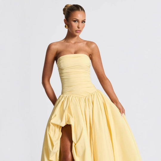 Damen Abendkleid mit figurbetontem Oberteil und asymmetrischem Rock EB