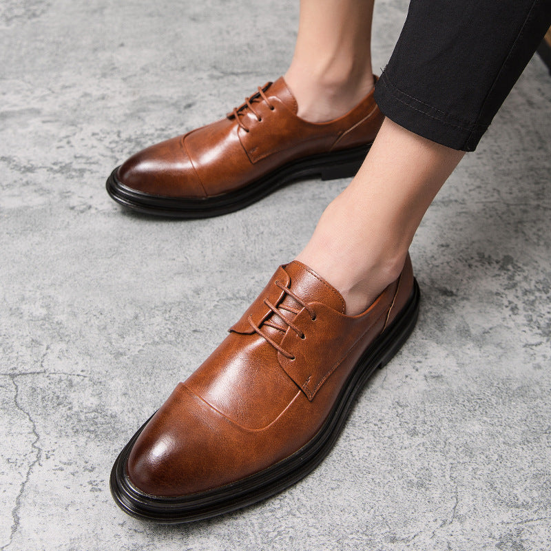 Herren elegante Vollleder Derby-Schnürschuhe mit gepolstertem Komfortfußbett EB