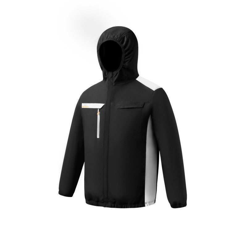 Herren nan belüftete Kühljacke mit mehreren integrierten USB-Lüftern, verstellbarer Kapuze und winddichtem Material EB