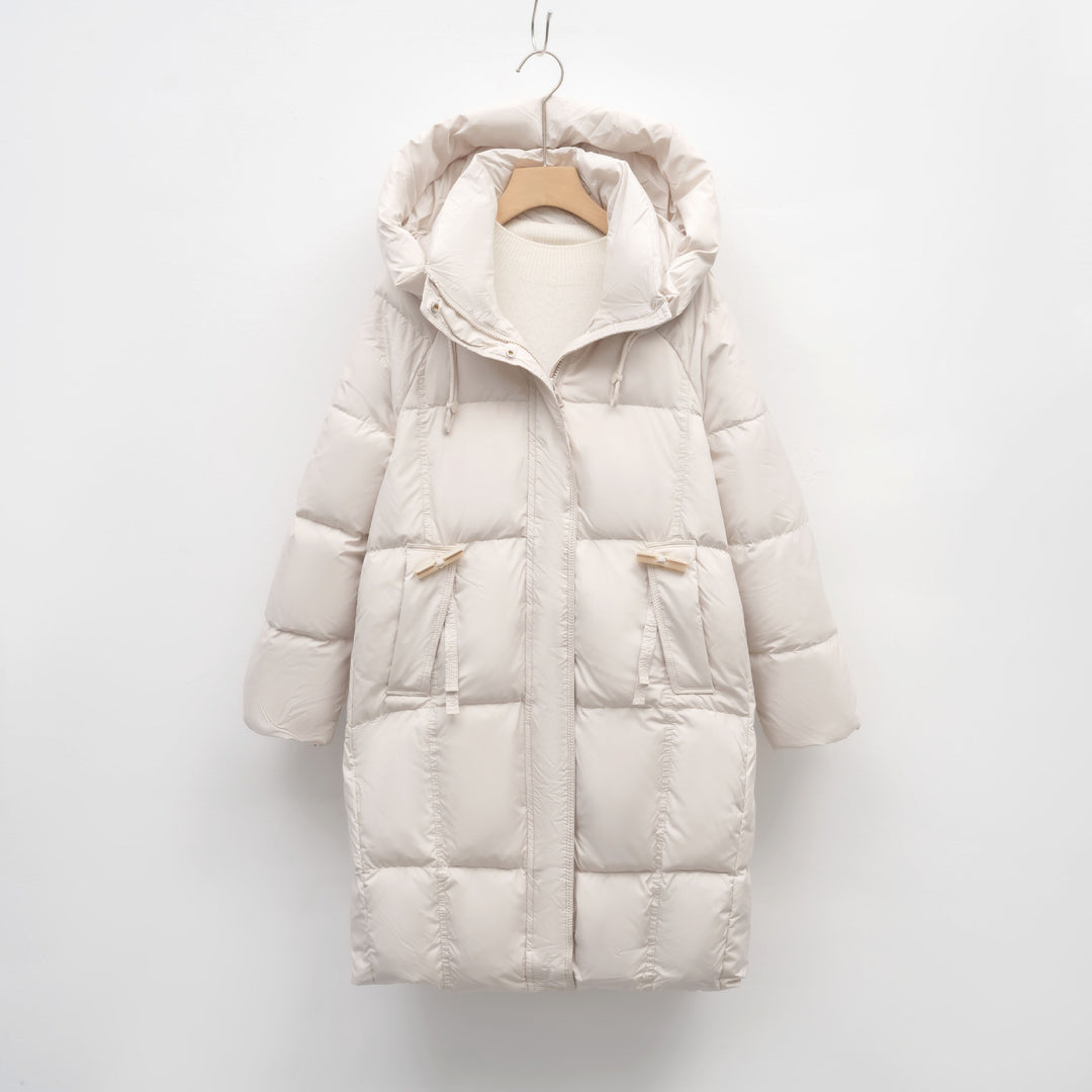 Damen isolierte Winterjacke mit großem Kapuzenkragen und funktionalen Taschen EB