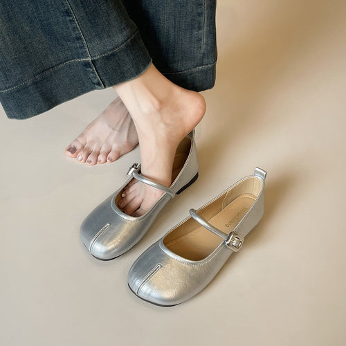 Damen Ballerinas mit elegantem Riemchen und modischer Schnallenakzent EB