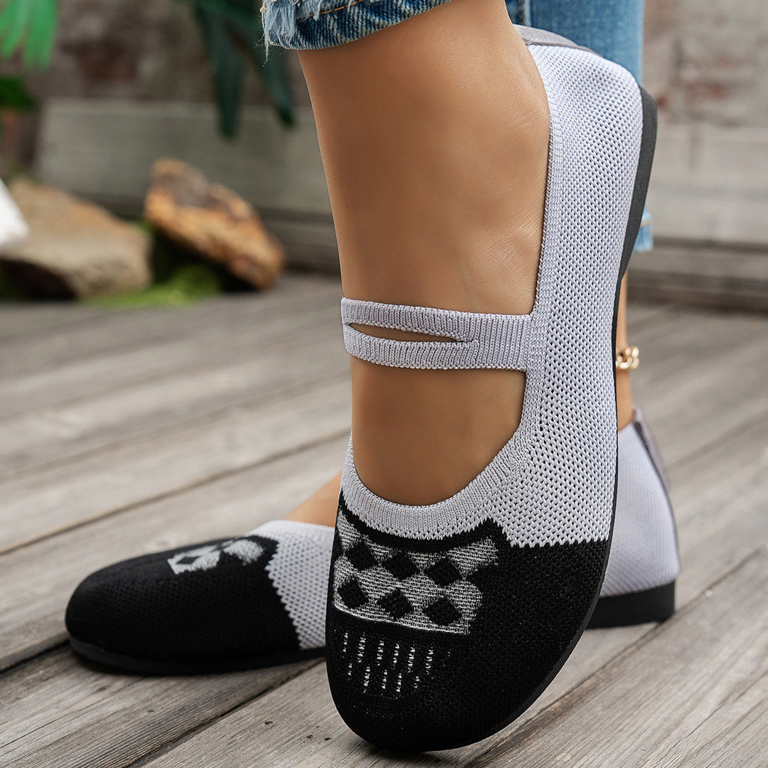 Damen atmungsaktive Strick-Ballerinas EB