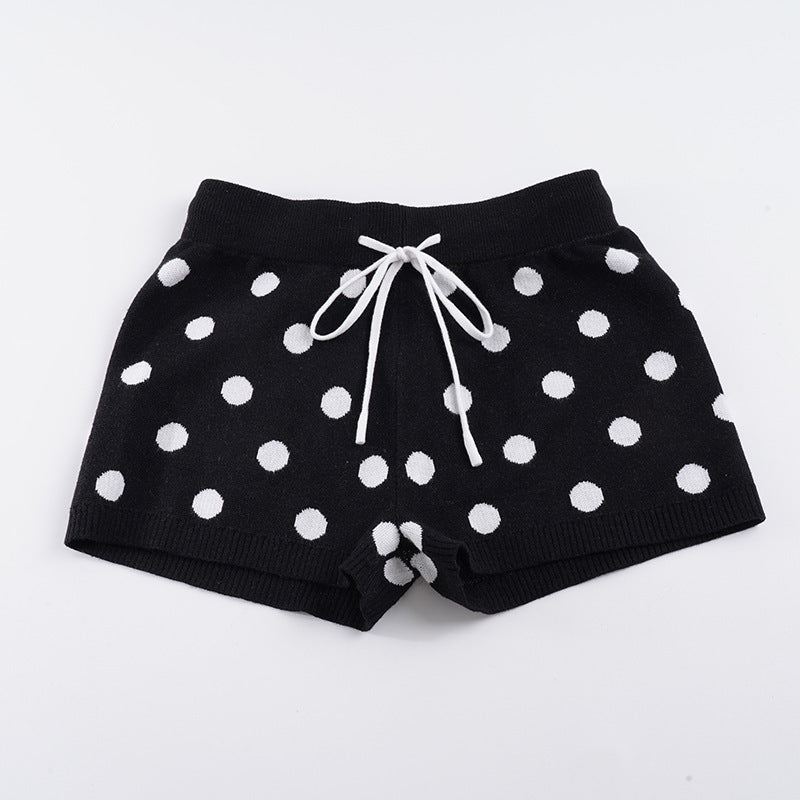 Damen Sportliche Kurze Hose mit gepunktetem Design und verstellbarem Bund EB