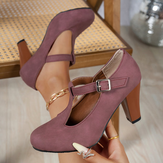 Damen elegante T-Strap Absatzschuhe EB