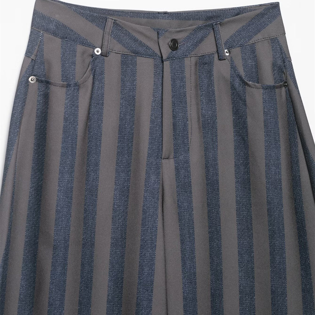 Damen weite High-Waist-Hose mit stilvollem Streifenmuster EB