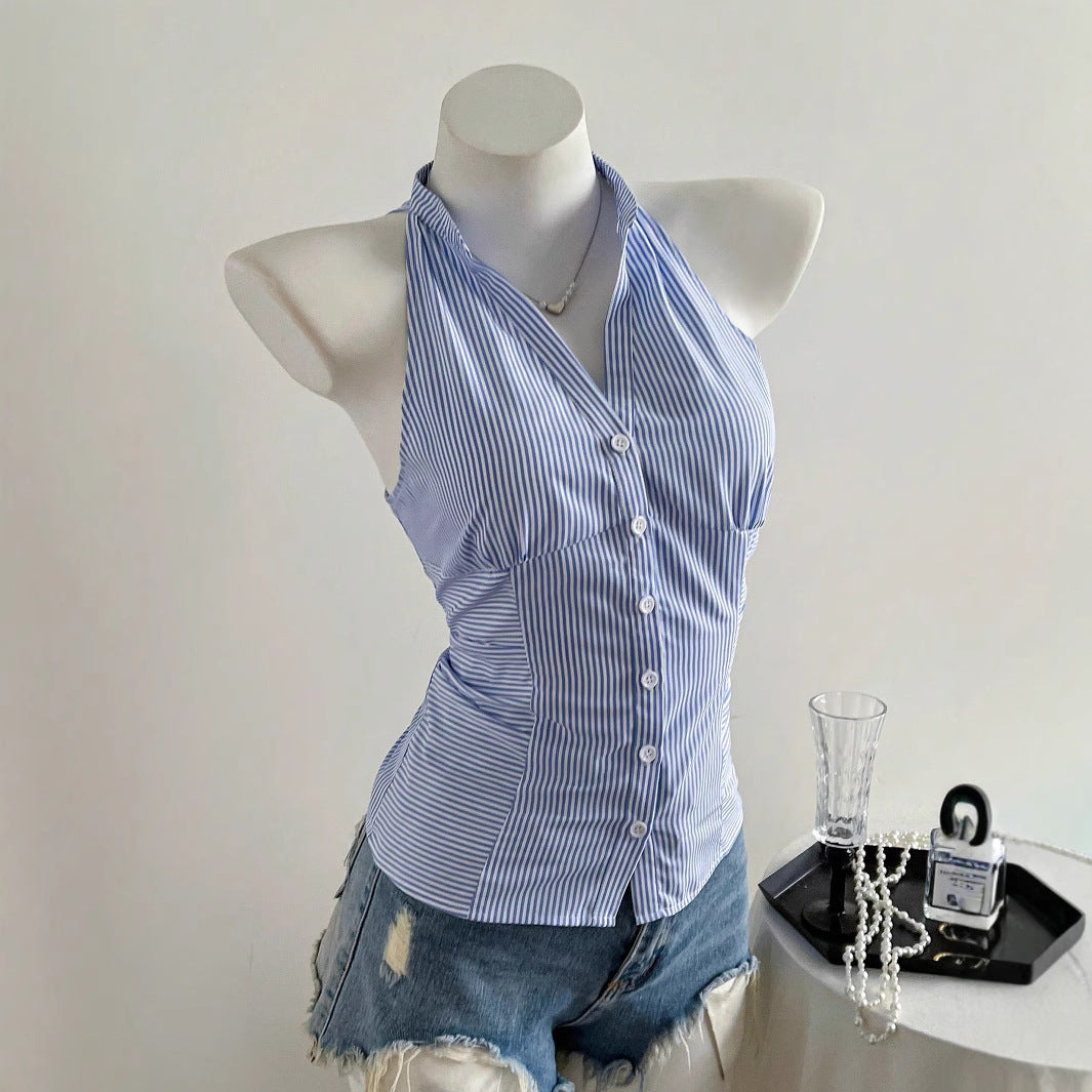 Damen Haltertop mit elegantem Streifenmuster EB