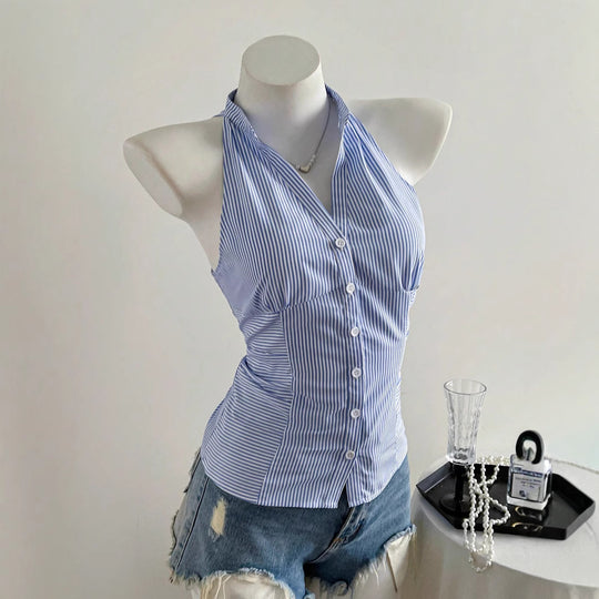 Damen Haltertop mit elegantem Streifenmuster EB