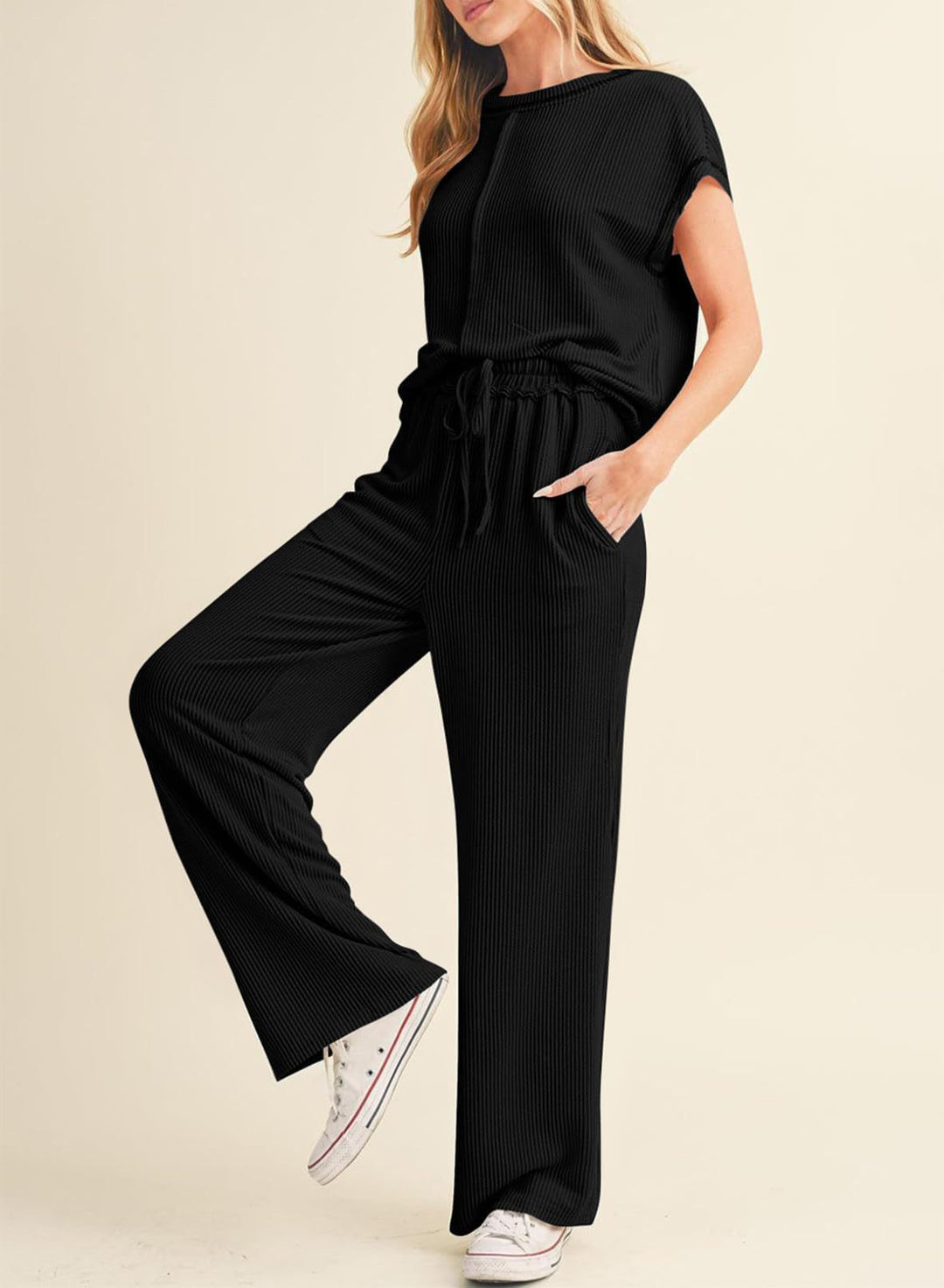 Damen gemütliches Lounge-Set mit hoher Taille EB