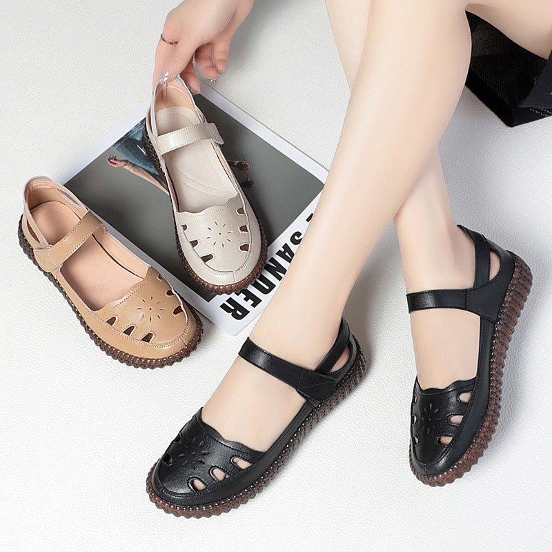Damen Sandalen mit verstellbarem Fesselriemen und rutschfester Sohle EB
