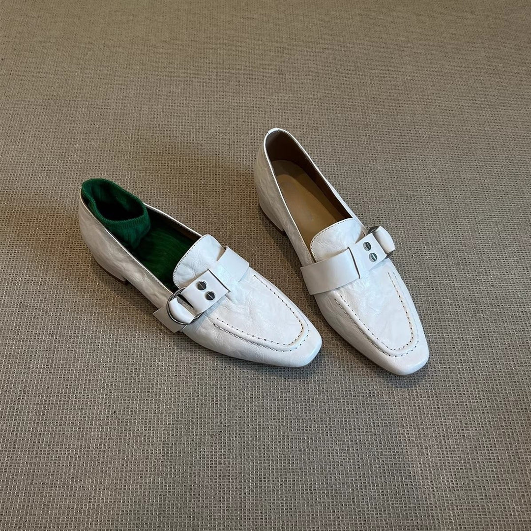 Damen klassische Mokassins mit eleganter Schnallenapplikation EB