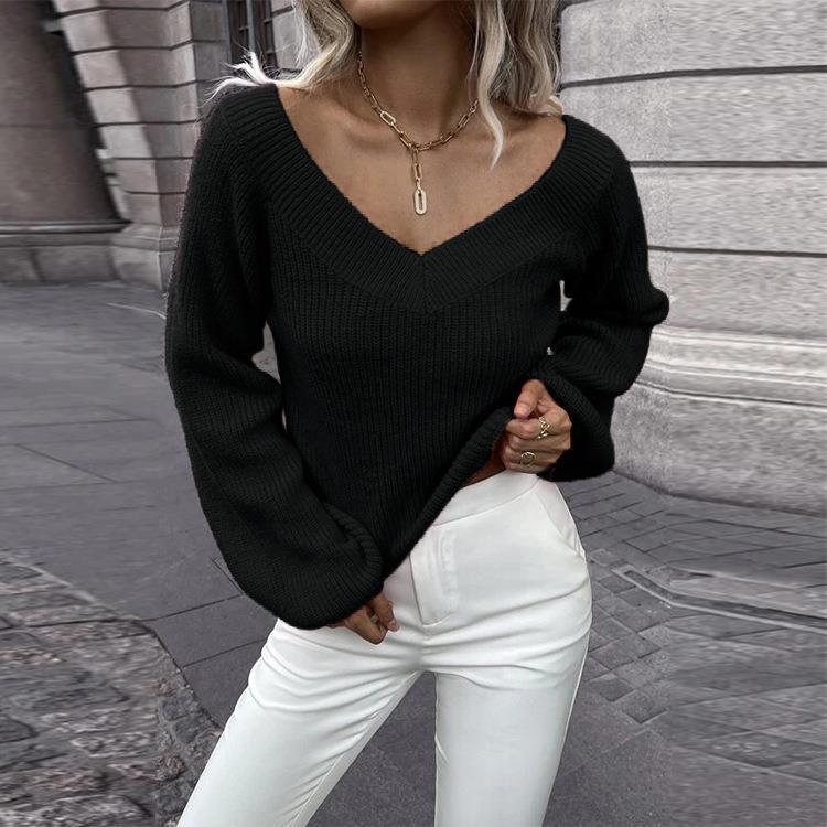 Damen V-Ausschnitt Pullover EB