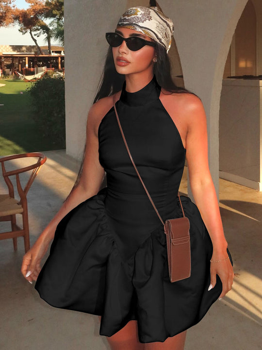 Damen verspieltes Taillenkleid mit voluminösem Rock EB