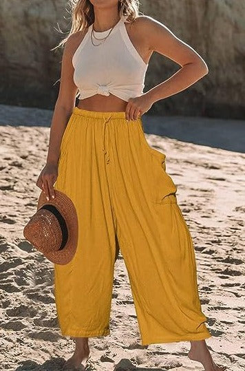EB | Weite Baumwoll-hosen mit Elastischem Bund und Taschen