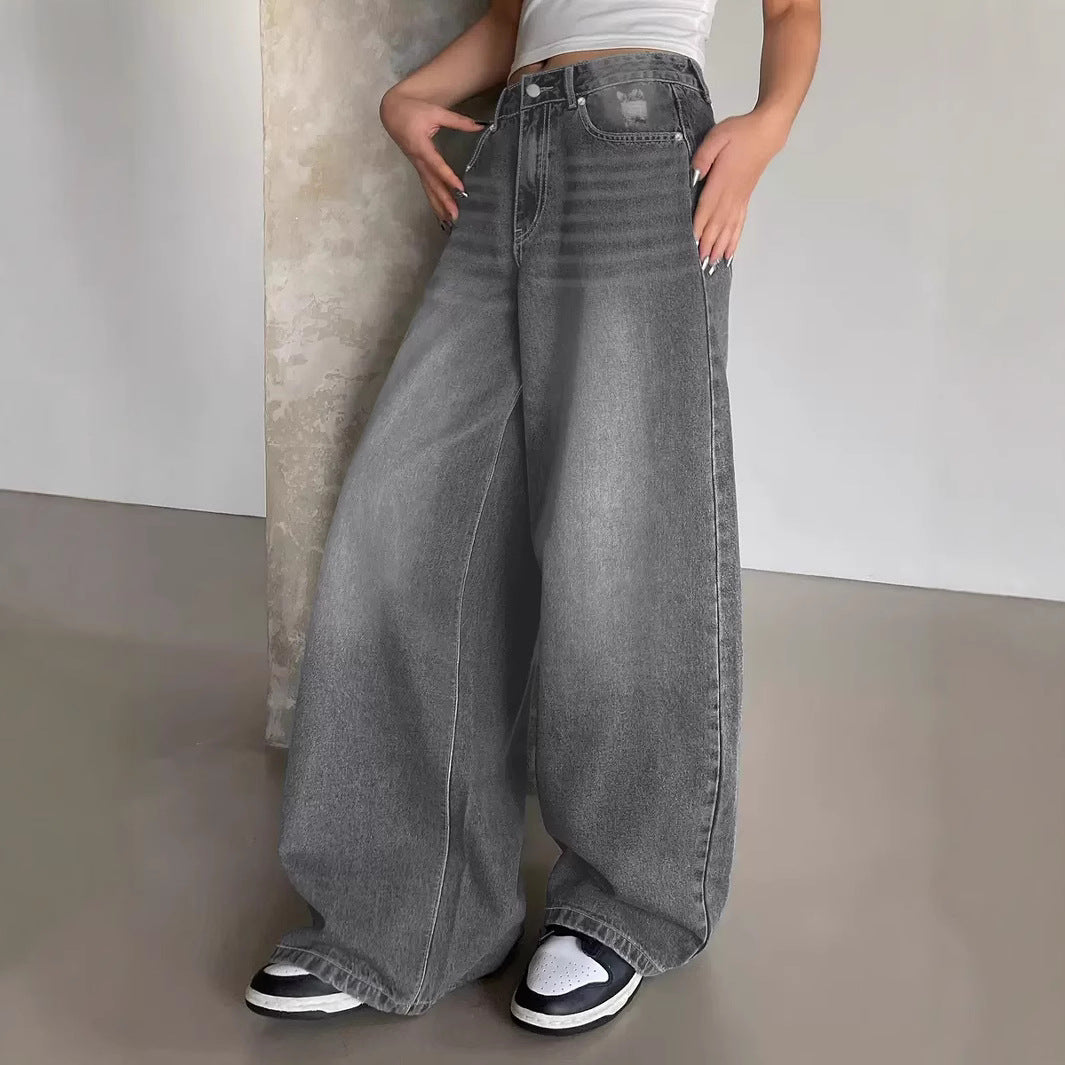 Damen Weite Jeanshose im lässigen Urban-Style mit hohem Taillenbund EB