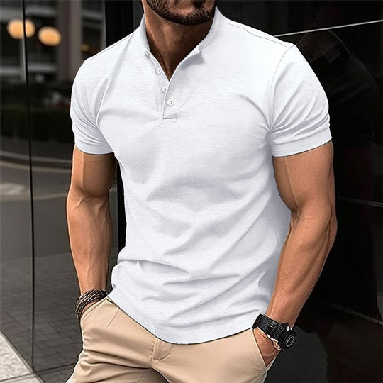 Herren Polohemd mit modernem Stehkragen und leichter Baumwollqualität EB