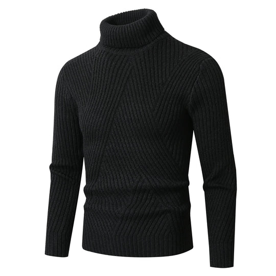 Herren Grobstrickpullover mit Stehkragen und dekorativem Strukturmuster EB