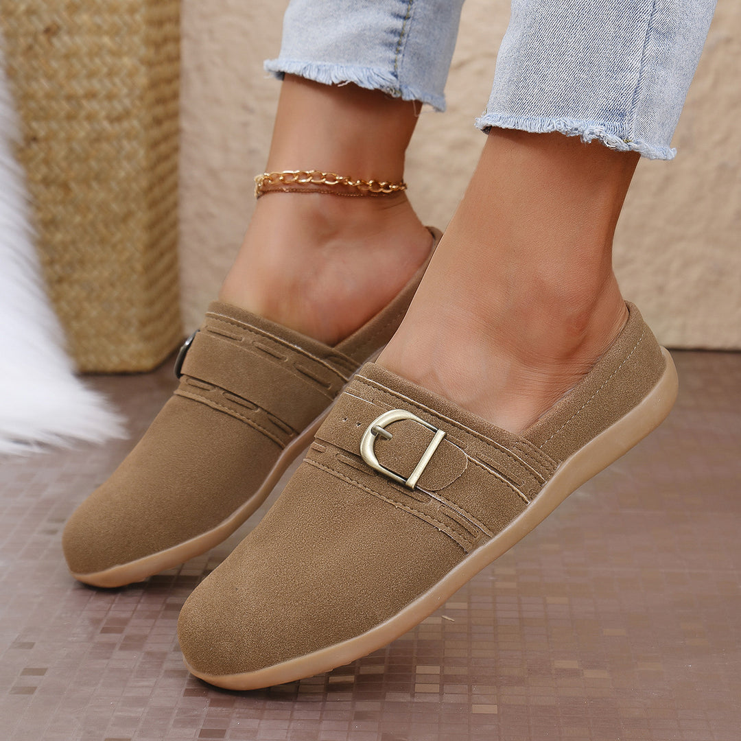 Damen Komfortable Mules mit modischer Schnalle EB