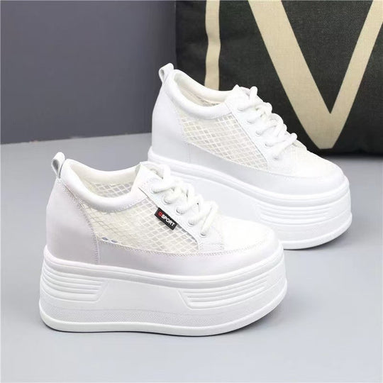 Damen Plateau Sneakers mit atmungsaktivem Netzdesign und rutschfester Sohle EB
