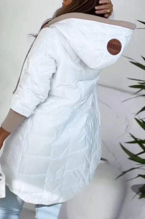 Damen Lässige Steppjacke mit Kapuze und großen Taschen EB