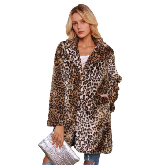 Damen Trendiger Leopardenfell-Cape EB