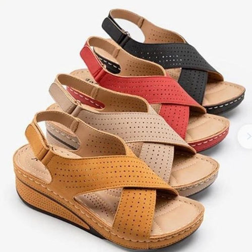 Damen Wedge-Sandalen mit atmungsaktiven Einsätzen und komfortablem Fußbett EB