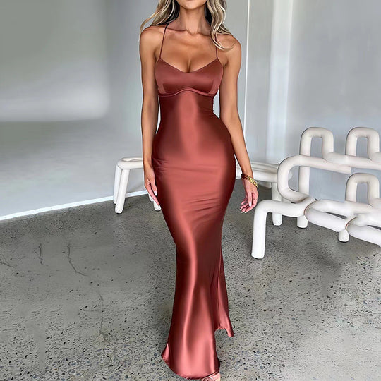Damen elegantes Kleid mit schmalem Schnitt und trägerloser Silhouette EB