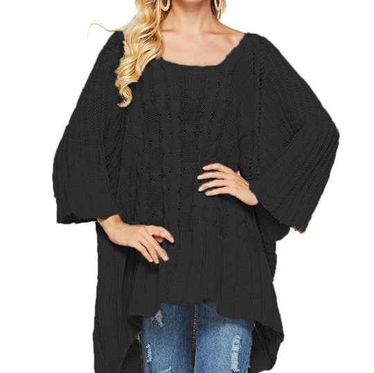 Damen Strickponcho mit weitem Schnitt und modischem Strukturmuster EB