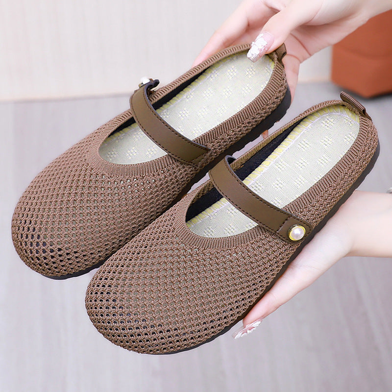 Damen Bequeme und atmungsaktive Freizeitschuhe mit elastischem Riemen EB