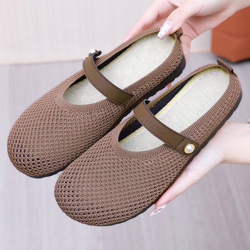 Damen Bequeme und atmungsaktive Freizeitschuhe mit elastischem Riemen EB