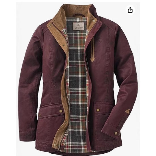 Damen lässige Utility-Jacke mit Karo-Innenfutter EB