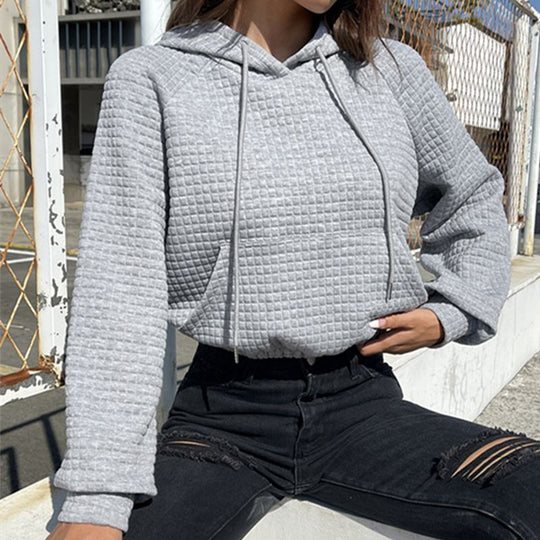Damen modischer cropped Hoodie mit strukturierter Oberfläche EB