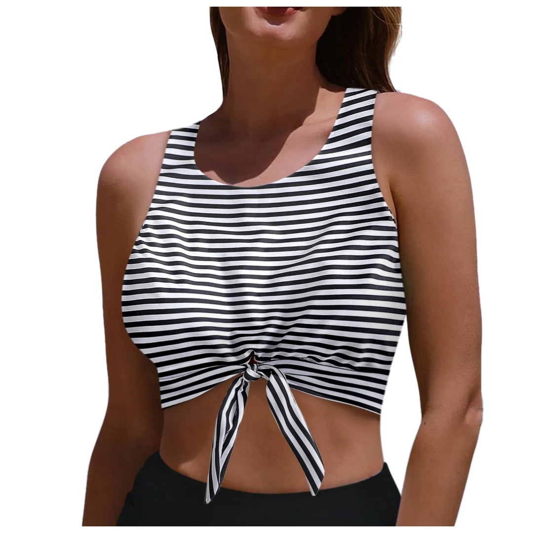 Damen Sportlicher Crop-Top mit Schlaufenbindung EB