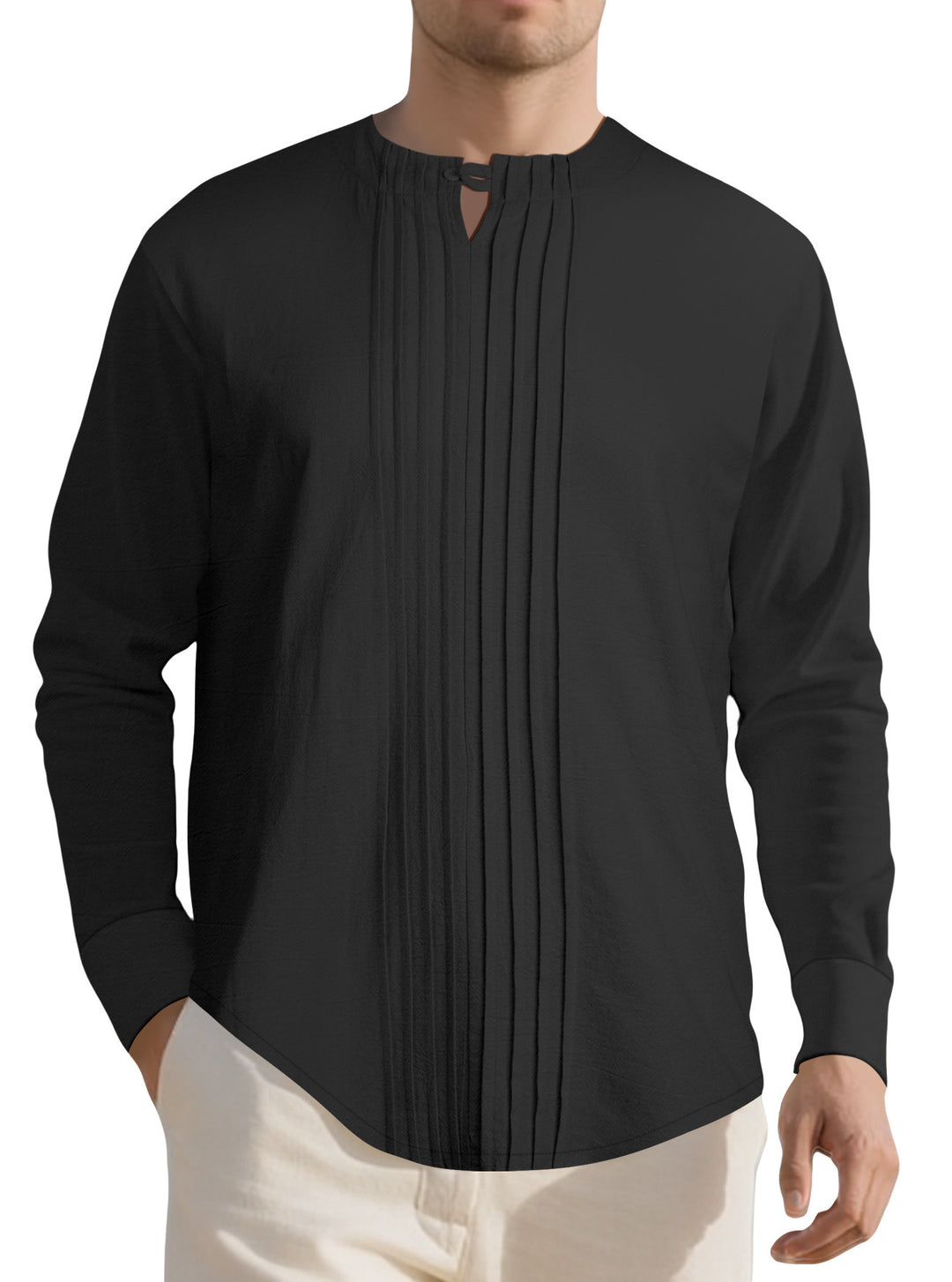Herren Elegantes Langarmhemd mit strukturiertem Design EB