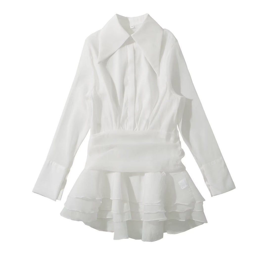 Damen Blusenkleid mit eleganter Rüschendetailierung EB