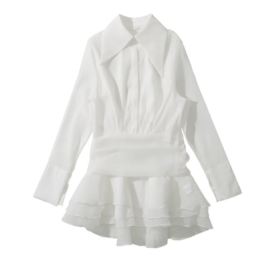 Damen Blusenkleid mit eleganter Rüschendetailierung EB
