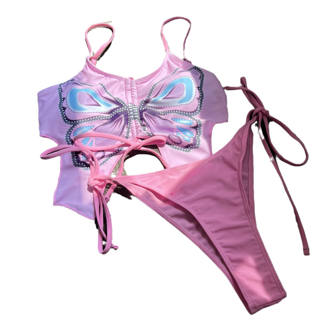Damen Bikini Top mit Schmetterlingsmuster und passendem Slip EB