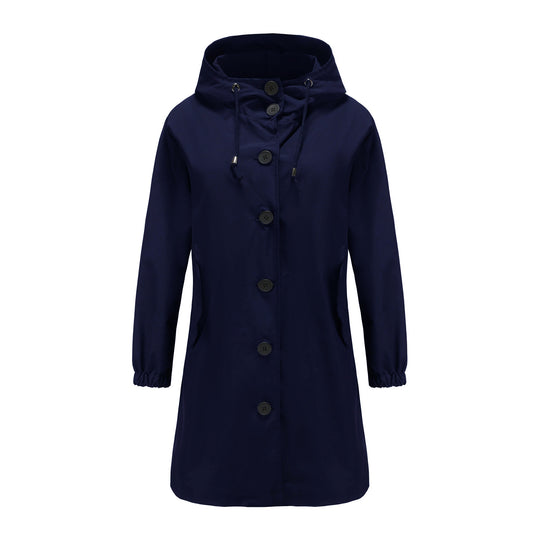 Damen modische Übergangsjacke mit verstellbarer Kapuze und praktischen Taschen EB