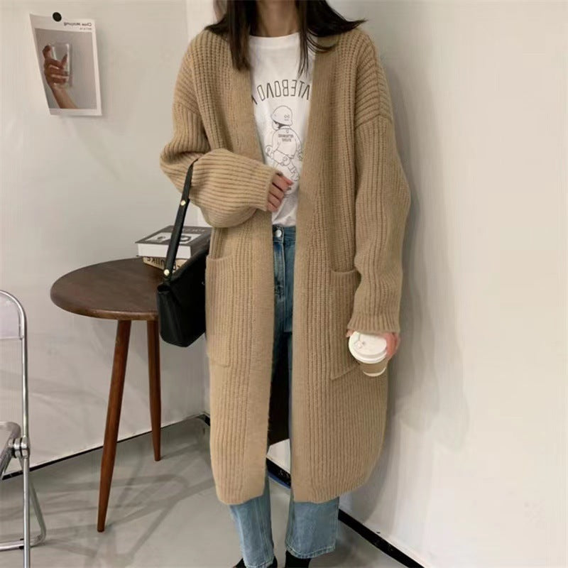 Damen Strickcardigan mit lockerer Silhouette und tiefen Taschen EB